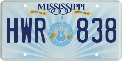 MS license plate HWR838