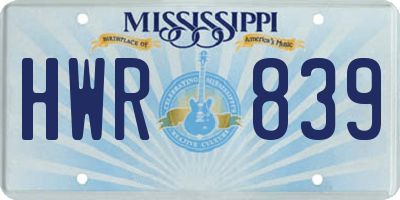 MS license plate HWR839