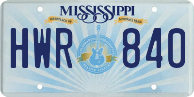 MS license plate HWR840