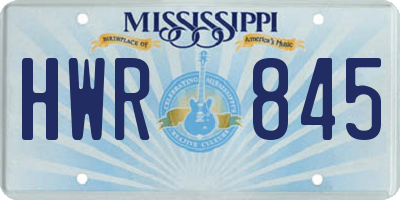 MS license plate HWR845