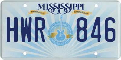 MS license plate HWR846
