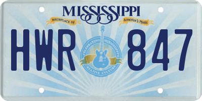 MS license plate HWR847