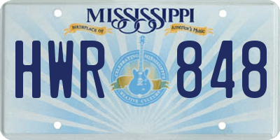 MS license plate HWR848