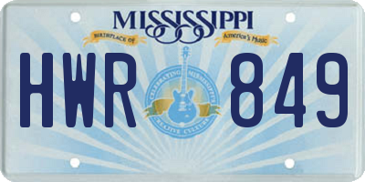 MS license plate HWR849