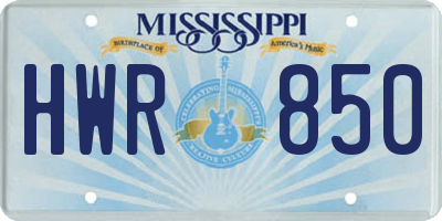 MS license plate HWR850