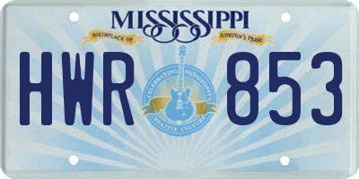 MS license plate HWR853