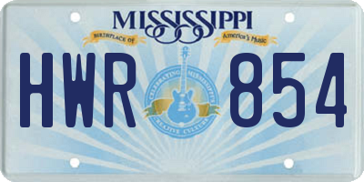 MS license plate HWR854