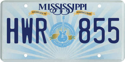 MS license plate HWR855