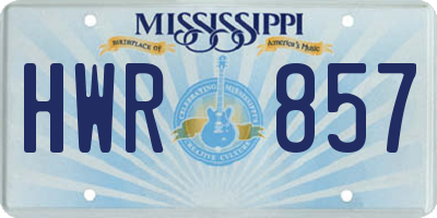 MS license plate HWR857