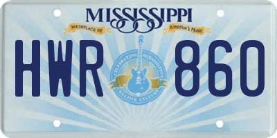 MS license plate HWR860