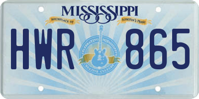 MS license plate HWR865
