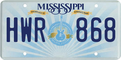 MS license plate HWR868