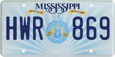 MS license plate HWR869