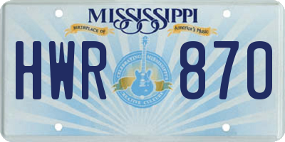 MS license plate HWR870