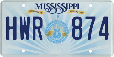 MS license plate HWR874