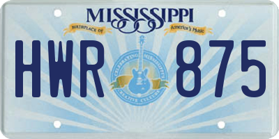 MS license plate HWR875