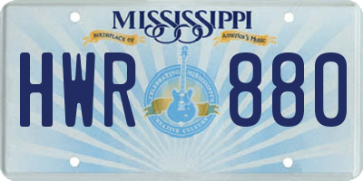 MS license plate HWR880