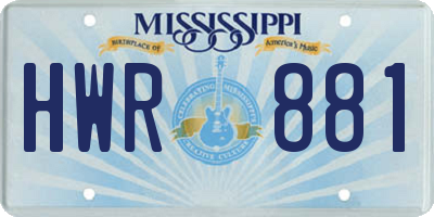MS license plate HWR881