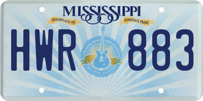MS license plate HWR883