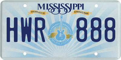 MS license plate HWR888