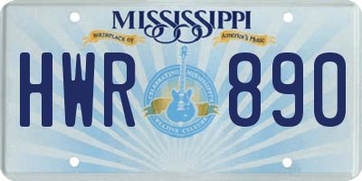 MS license plate HWR890