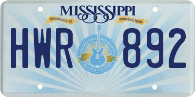 MS license plate HWR892
