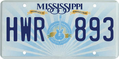 MS license plate HWR893
