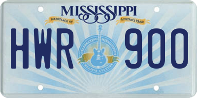 MS license plate HWR900