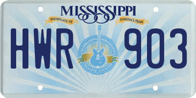 MS license plate HWR903