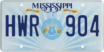 MS license plate HWR904