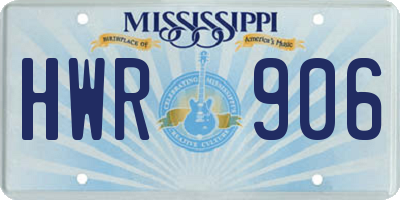 MS license plate HWR906