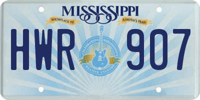 MS license plate HWR907