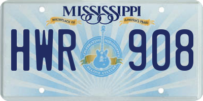 MS license plate HWR908