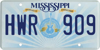 MS license plate HWR909