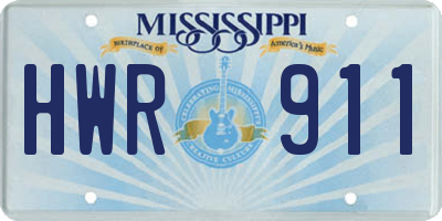 MS license plate HWR911