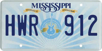 MS license plate HWR912