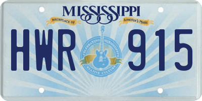 MS license plate HWR915