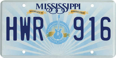 MS license plate HWR916