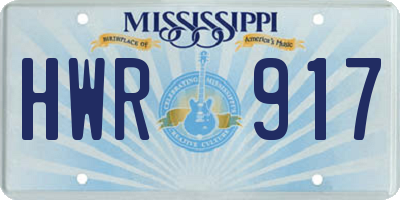 MS license plate HWR917