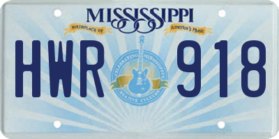 MS license plate HWR918