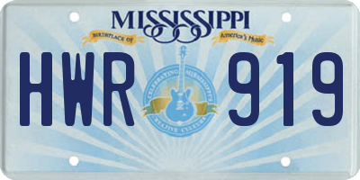 MS license plate HWR919