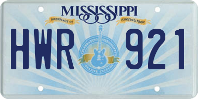 MS license plate HWR921