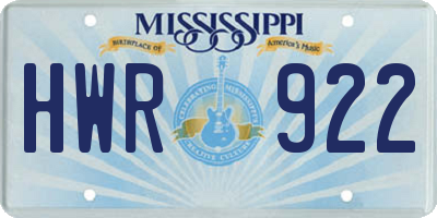 MS license plate HWR922