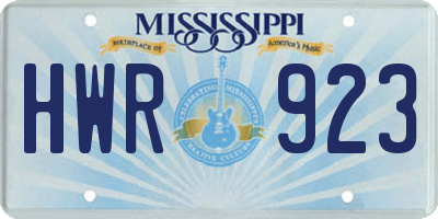 MS license plate HWR923