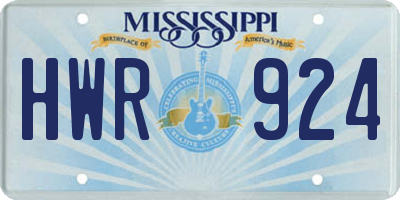 MS license plate HWR924