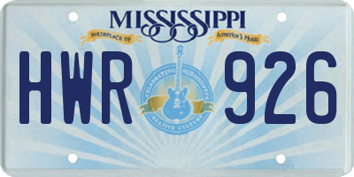 MS license plate HWR926