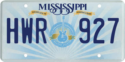 MS license plate HWR927
