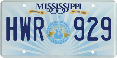 MS license plate HWR929