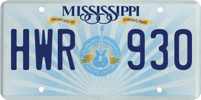 MS license plate HWR930