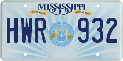 MS license plate HWR932